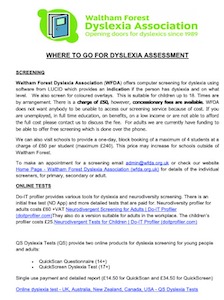 Dyslexia assessment