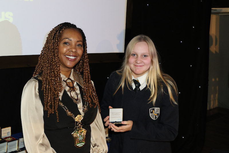 Sophie receiving Jack Petchey award